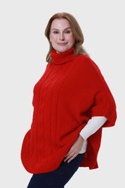 Sweater Mujer Poncho Rojo