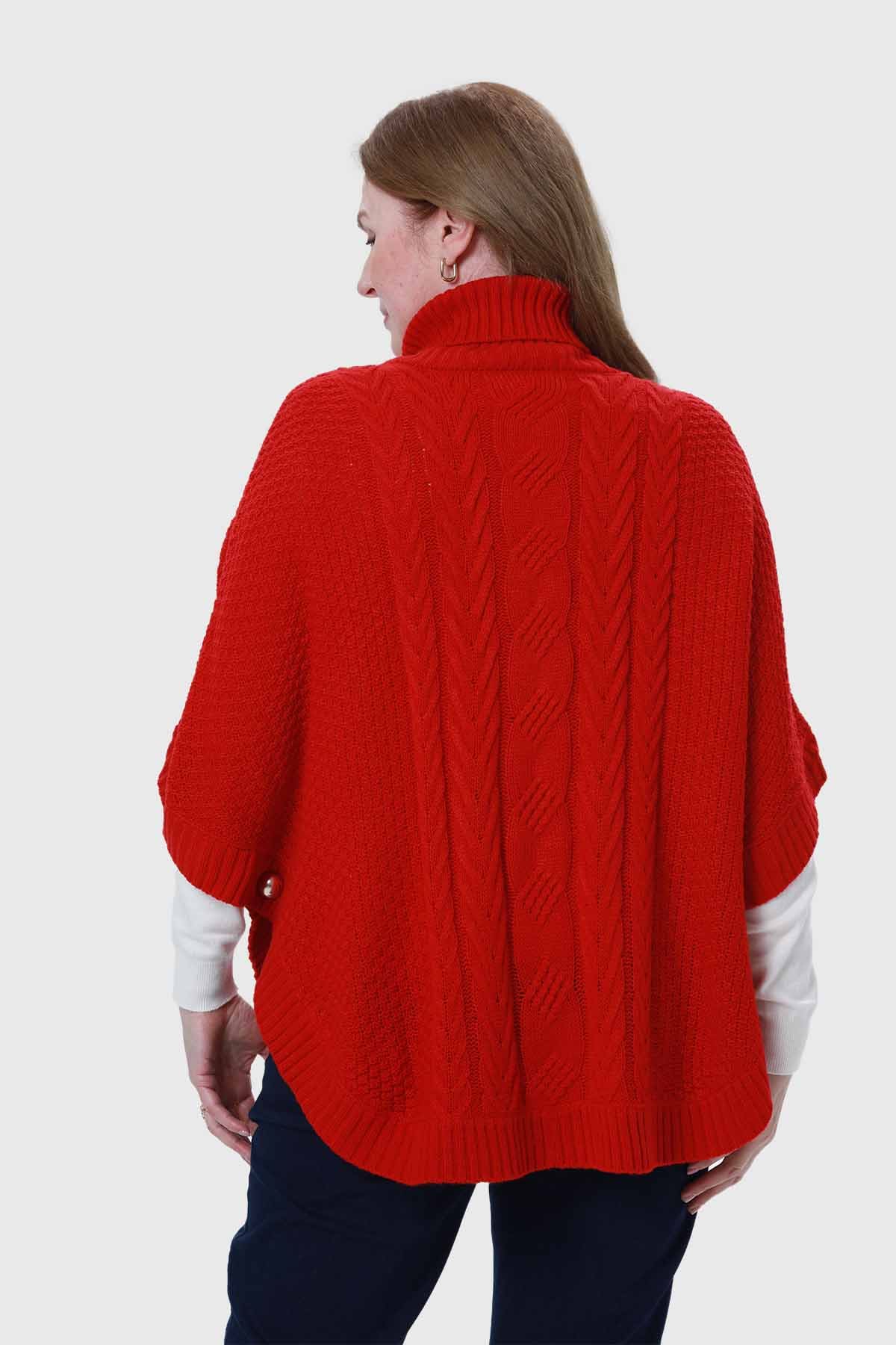 Sweater Mujer Poncho Rojo