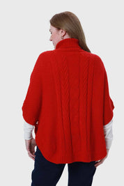 Sweater Mujer Poncho Rojo