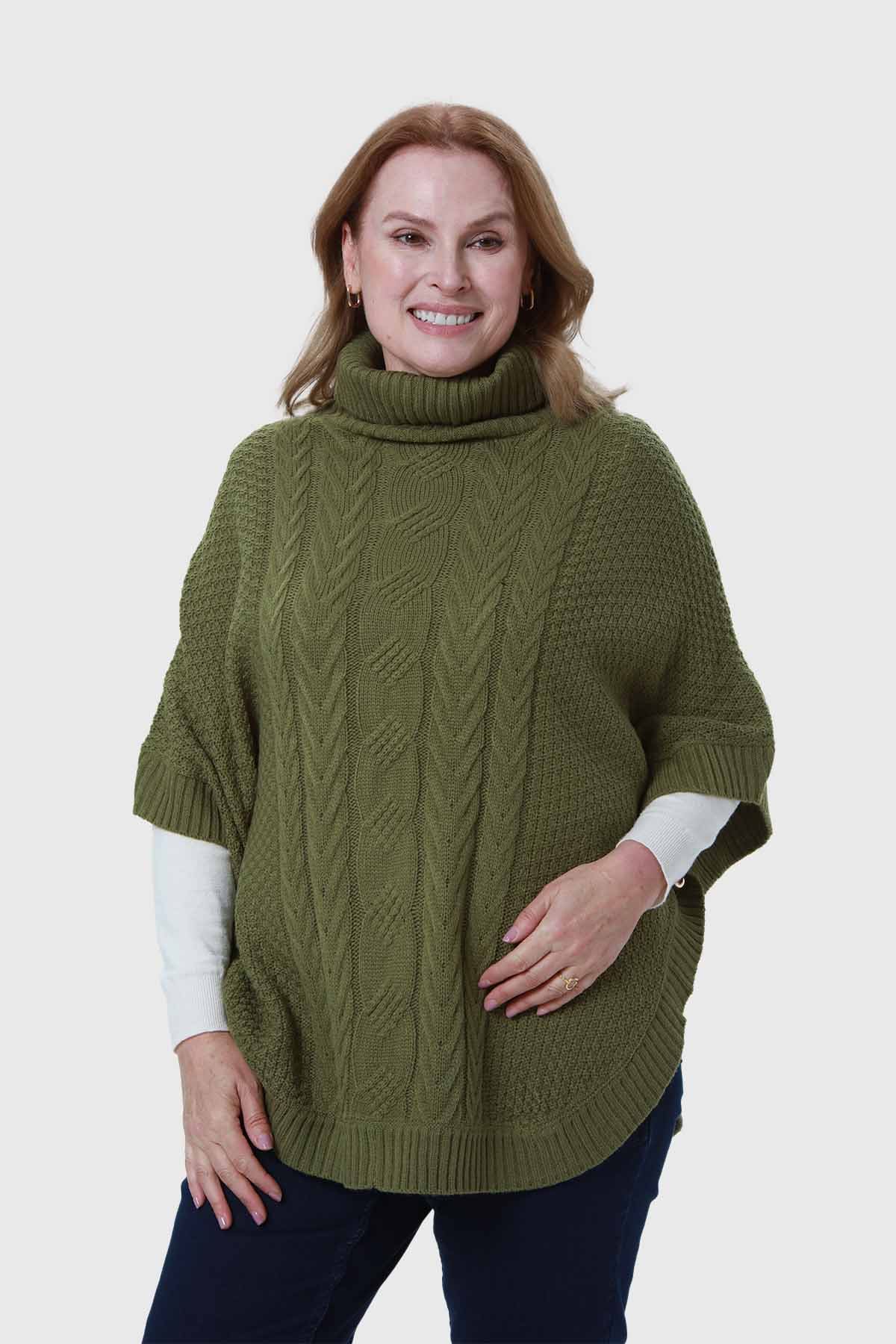 Sweater Mujer Poncho Verde