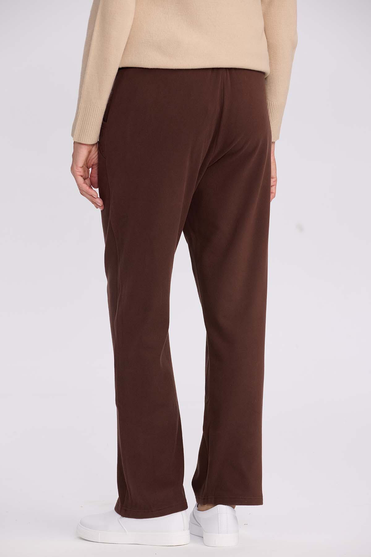 Pantalón Buzo Mujer Detalle Strass Café