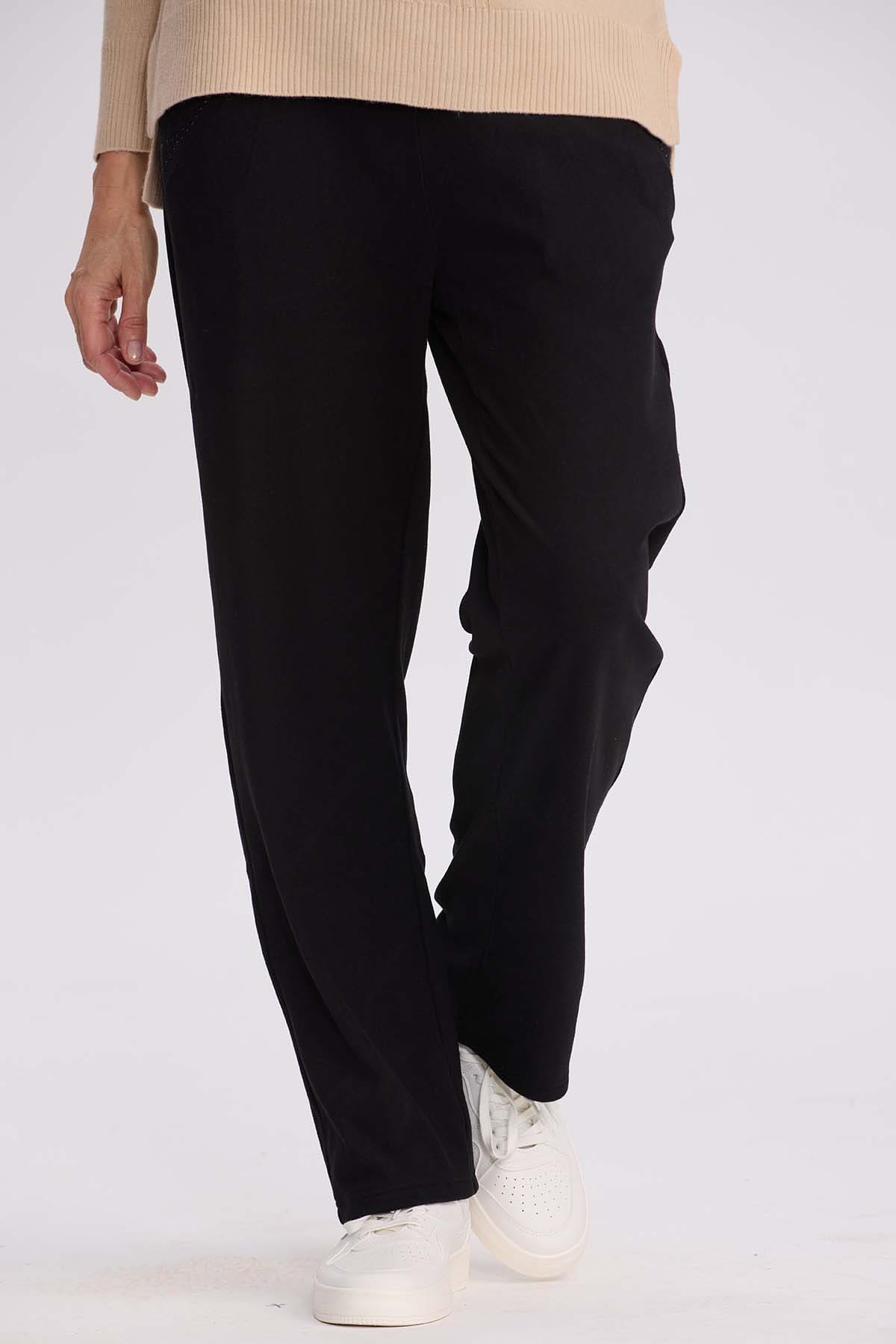 Pantalón Buzo Mujer Detalle Strass Negro