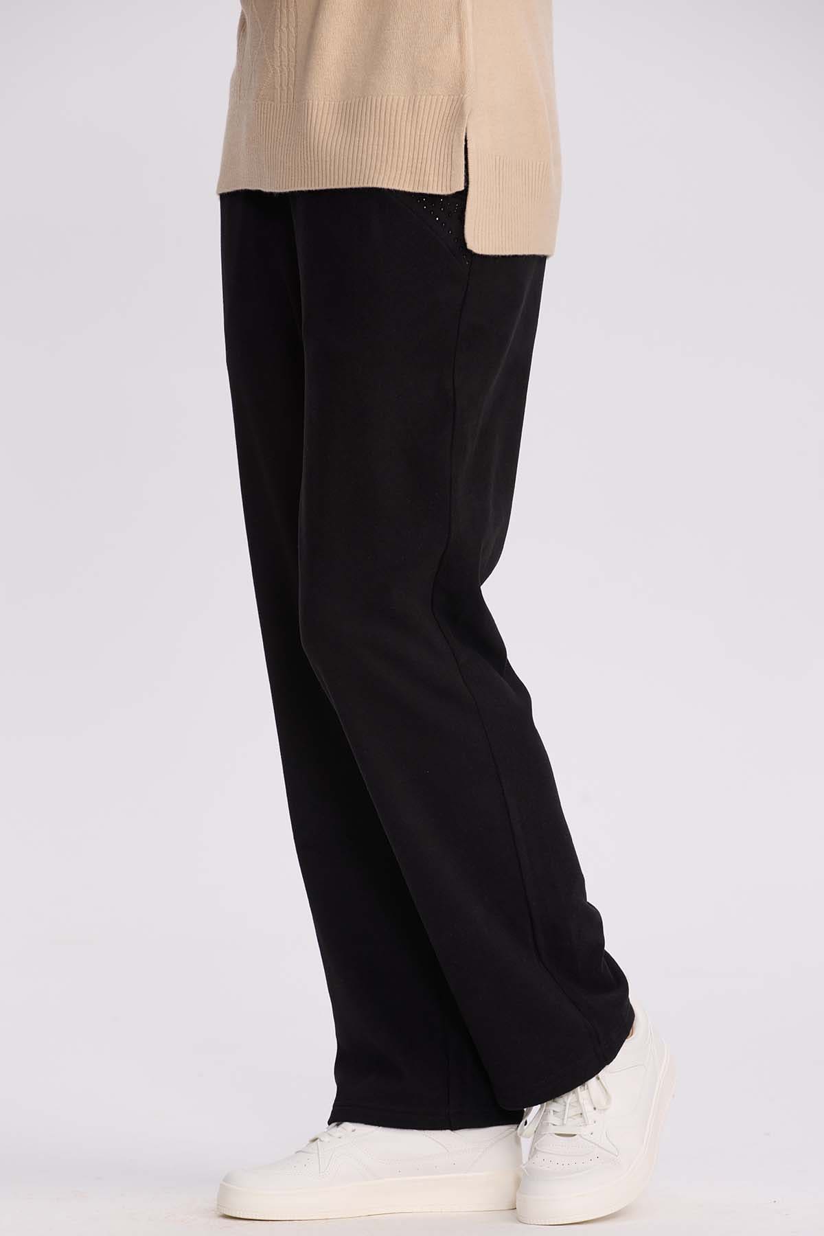 Pantalón Buzo Mujer Detalle Strass Negro