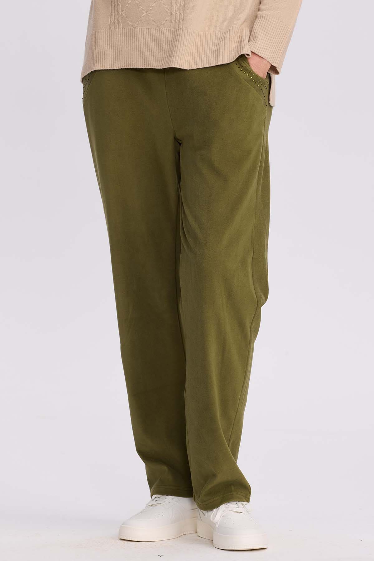 Pantalón Buzo Mujer Detalle Strass Verde