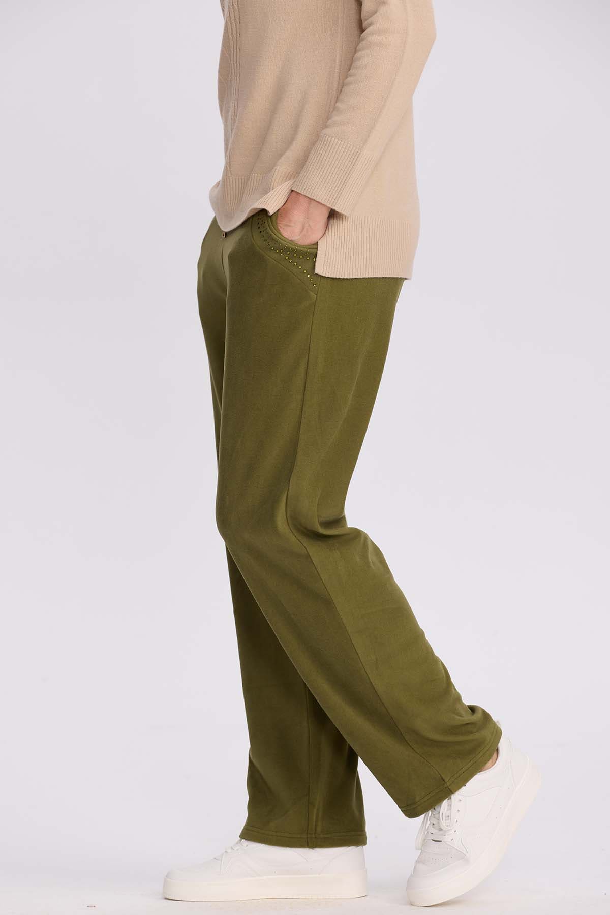 Pantalón Buzo Mujer Detalle Strass Verde