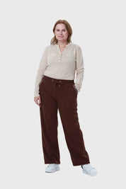Pantalón Buzo Mujer Calce Recto Café