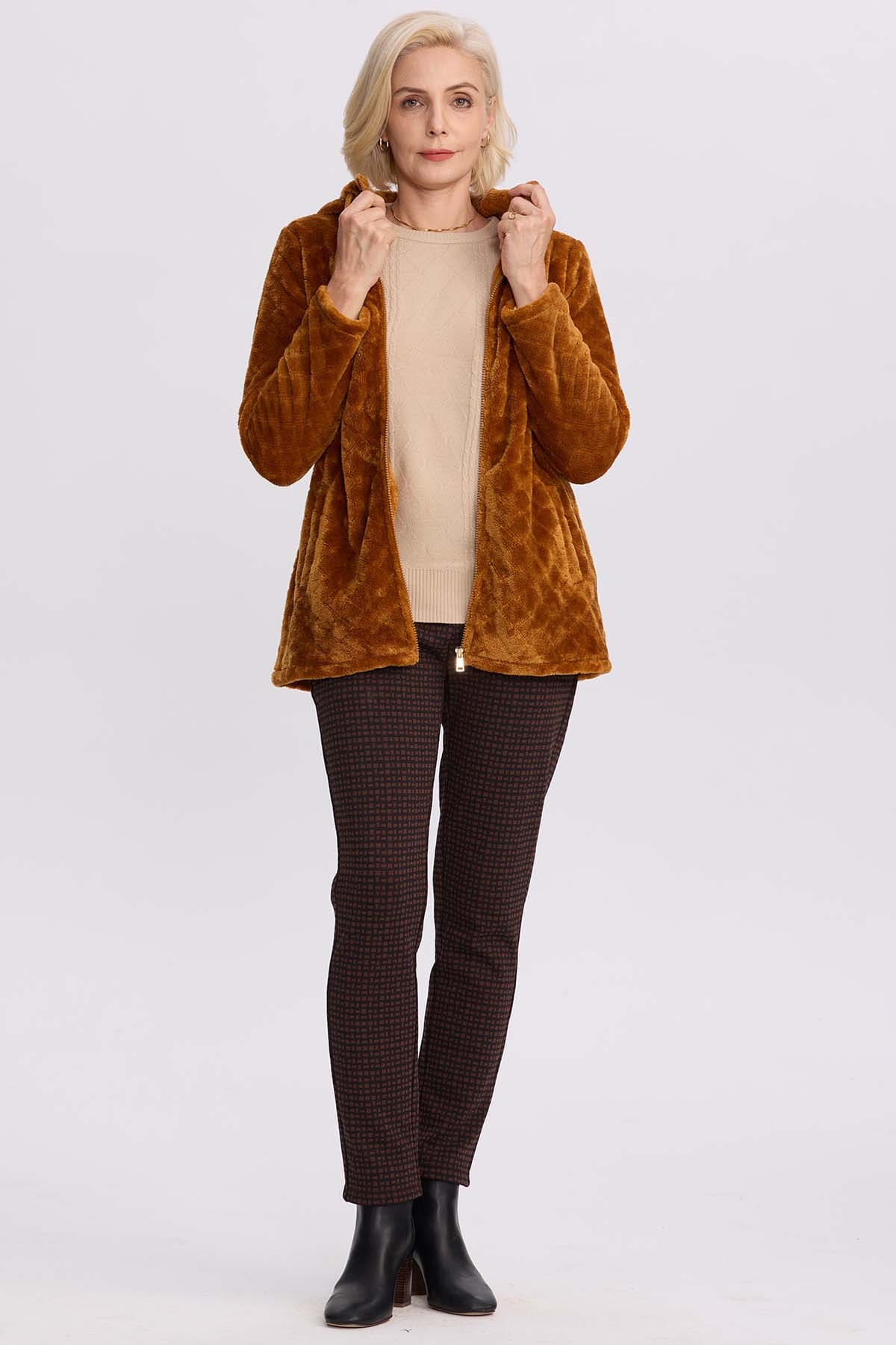 Polar Mujer Detalle Rombo Camel