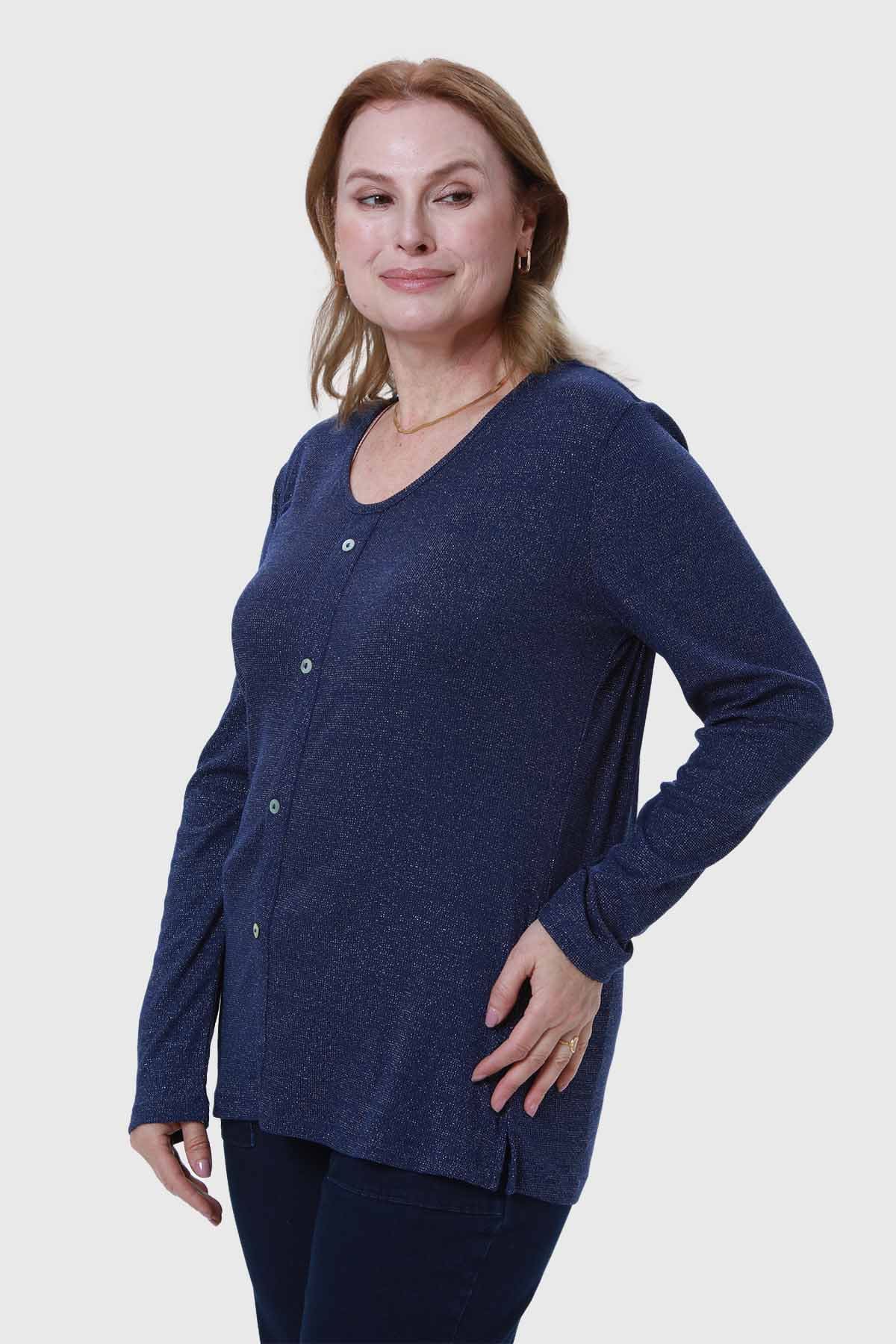 Polera Mujer Rib Azul