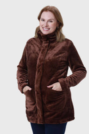 Polar Mujer Con Bolsillo Cafe Oscuro