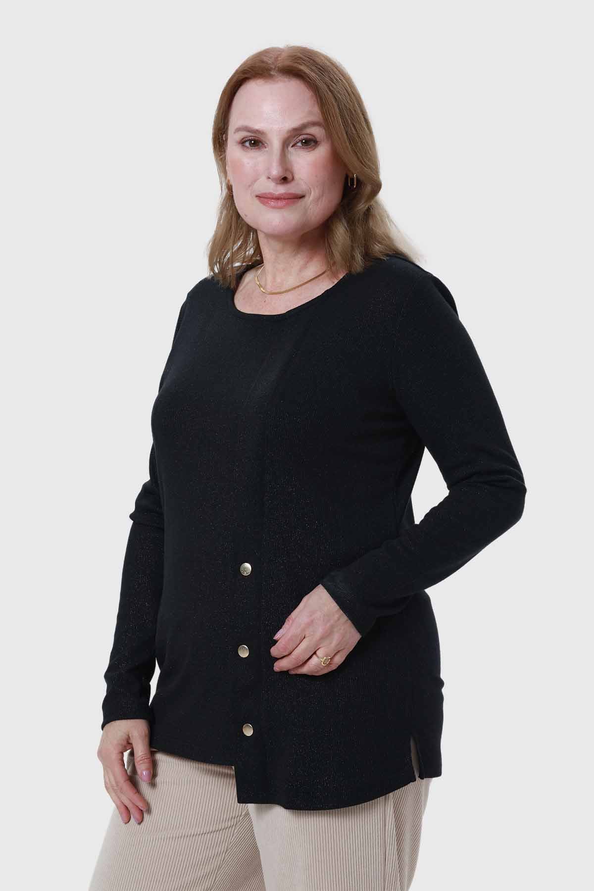 Polera Mujer Tejida Negro