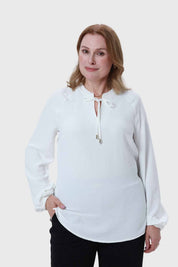 Blusa Mujer Con Plisado Crudo