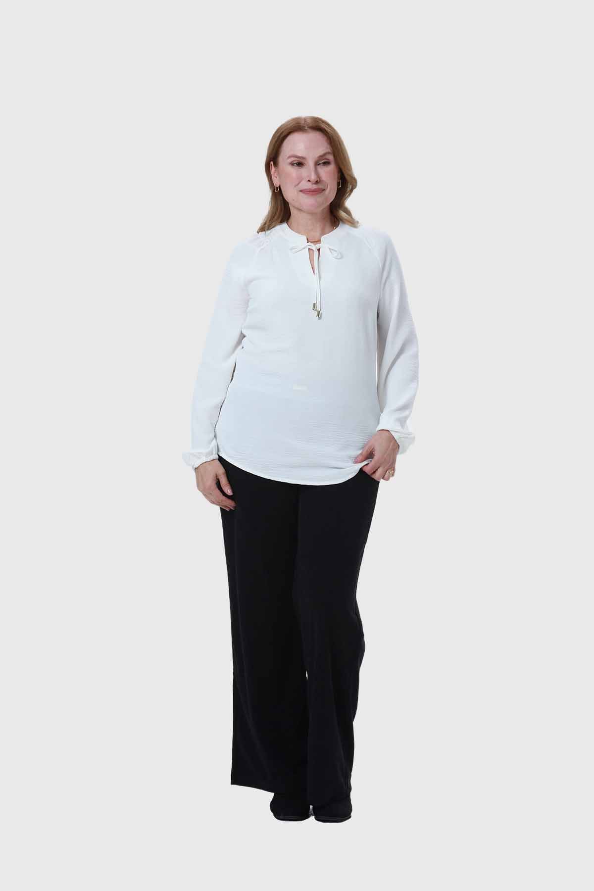 Blusa Mujer Con Plisado Crudo