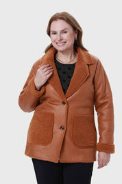 Chaqueta Mujer Efecto Cuero Camel