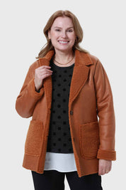 Chaqueta Mujer Efecto Cuero Camel