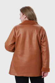 Chaqueta Mujer Efecto Cuero Camel