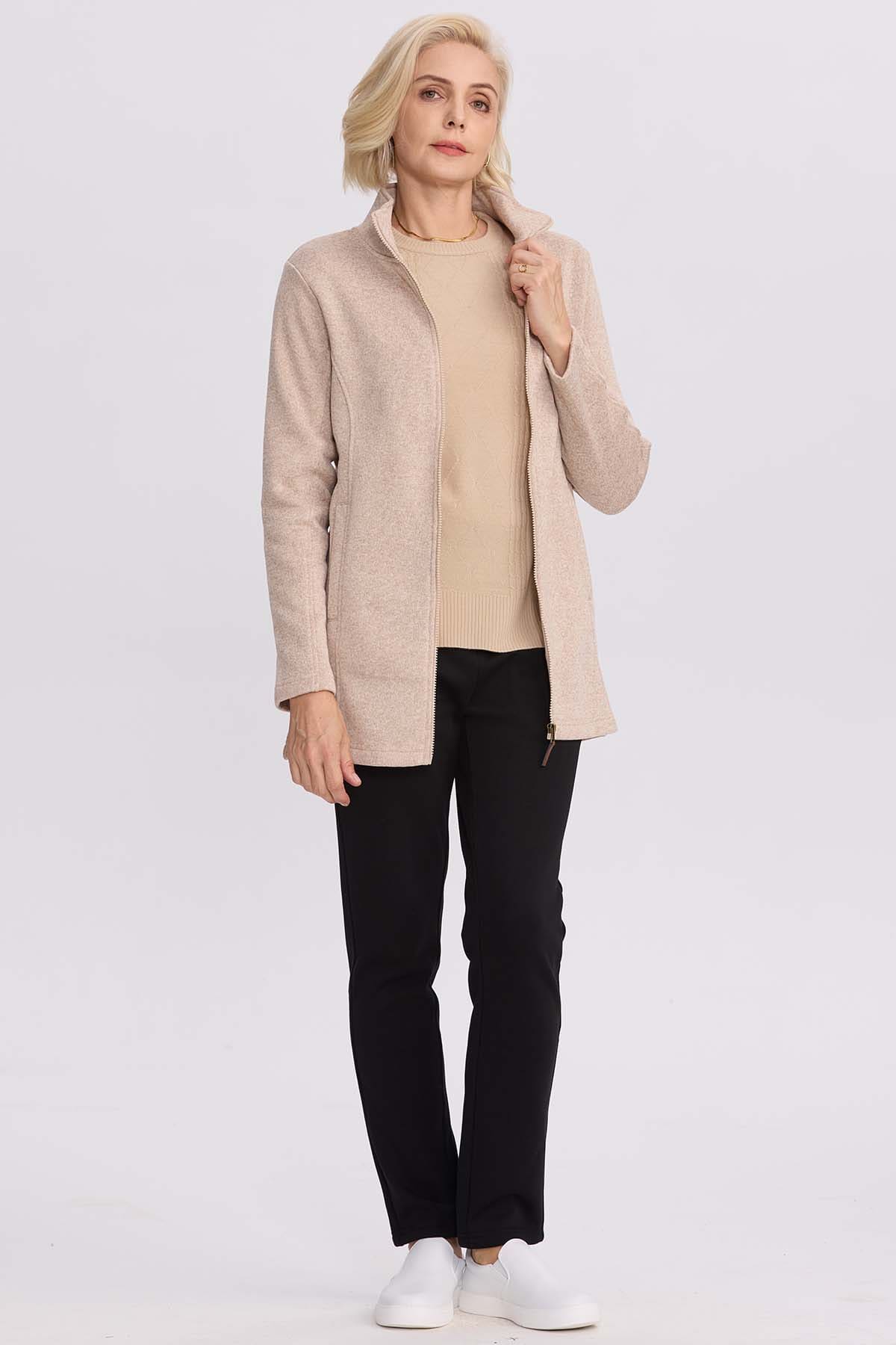 Polar Mujer Con Bolsillo Beige
