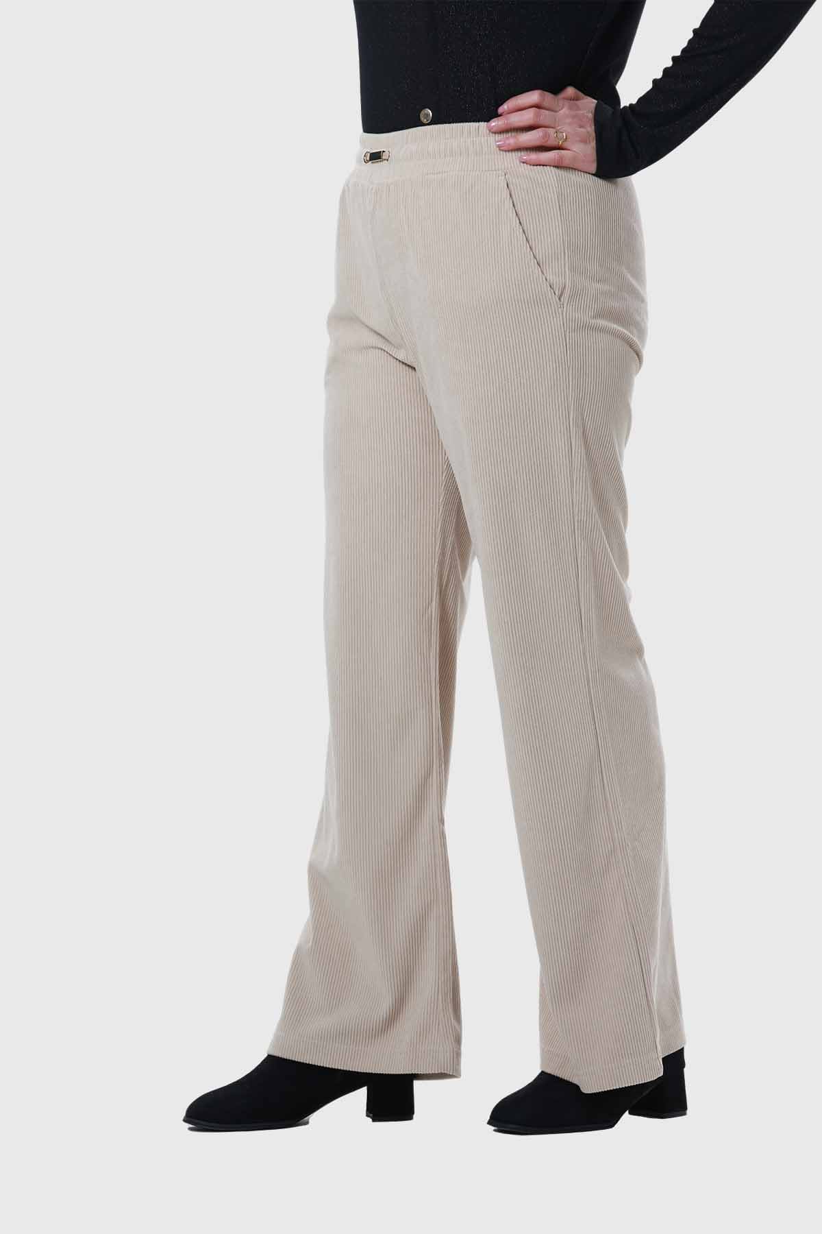 Pantalón Mujer Recto Beige