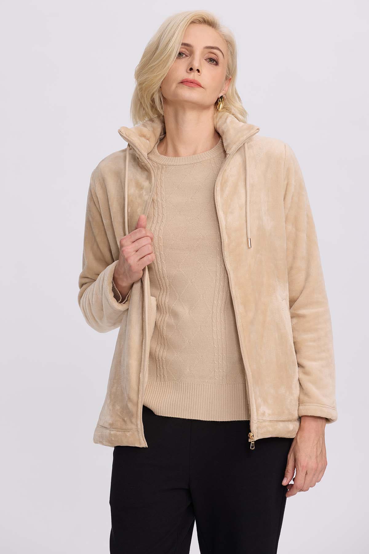 Polar Mujer Con Bilsillo Beige