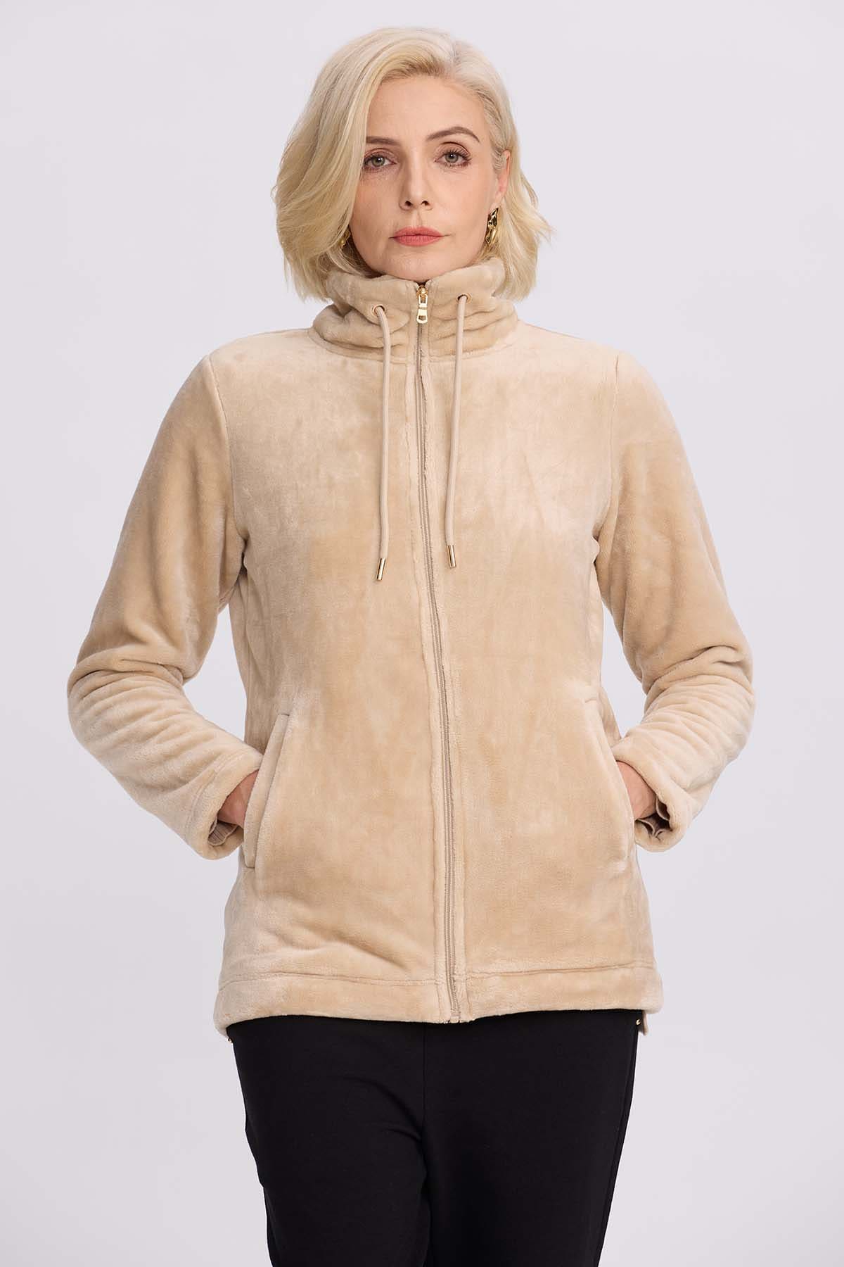 Polar Mujer Con Bilsillo Beige