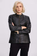 Chaqueta Mujer Efecto Cuero Negro