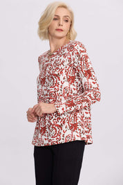 Polera Mujer Evasé Con Aplicación Terracota