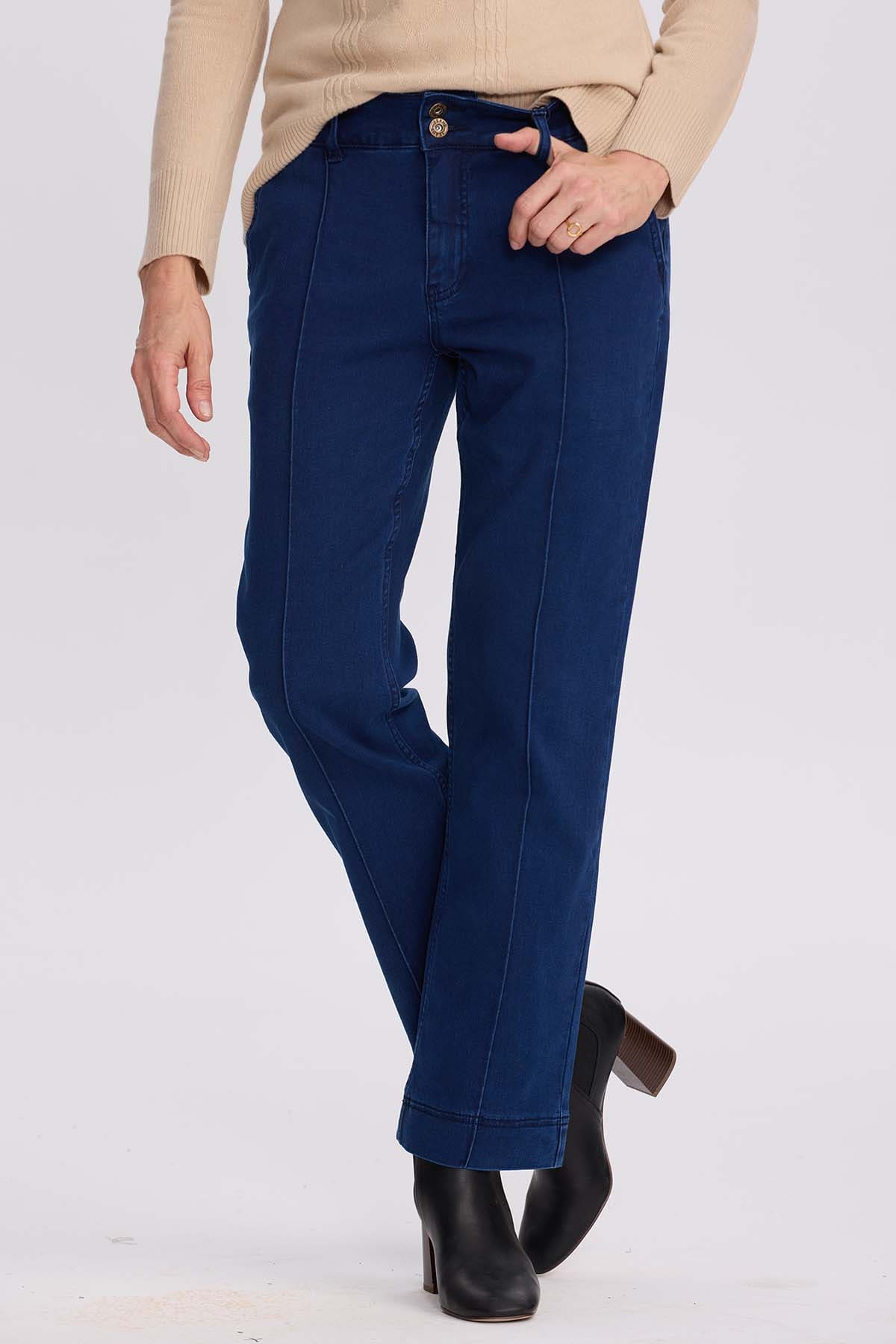 Jeans Mujer Calce Recto Tiro Alto Azul