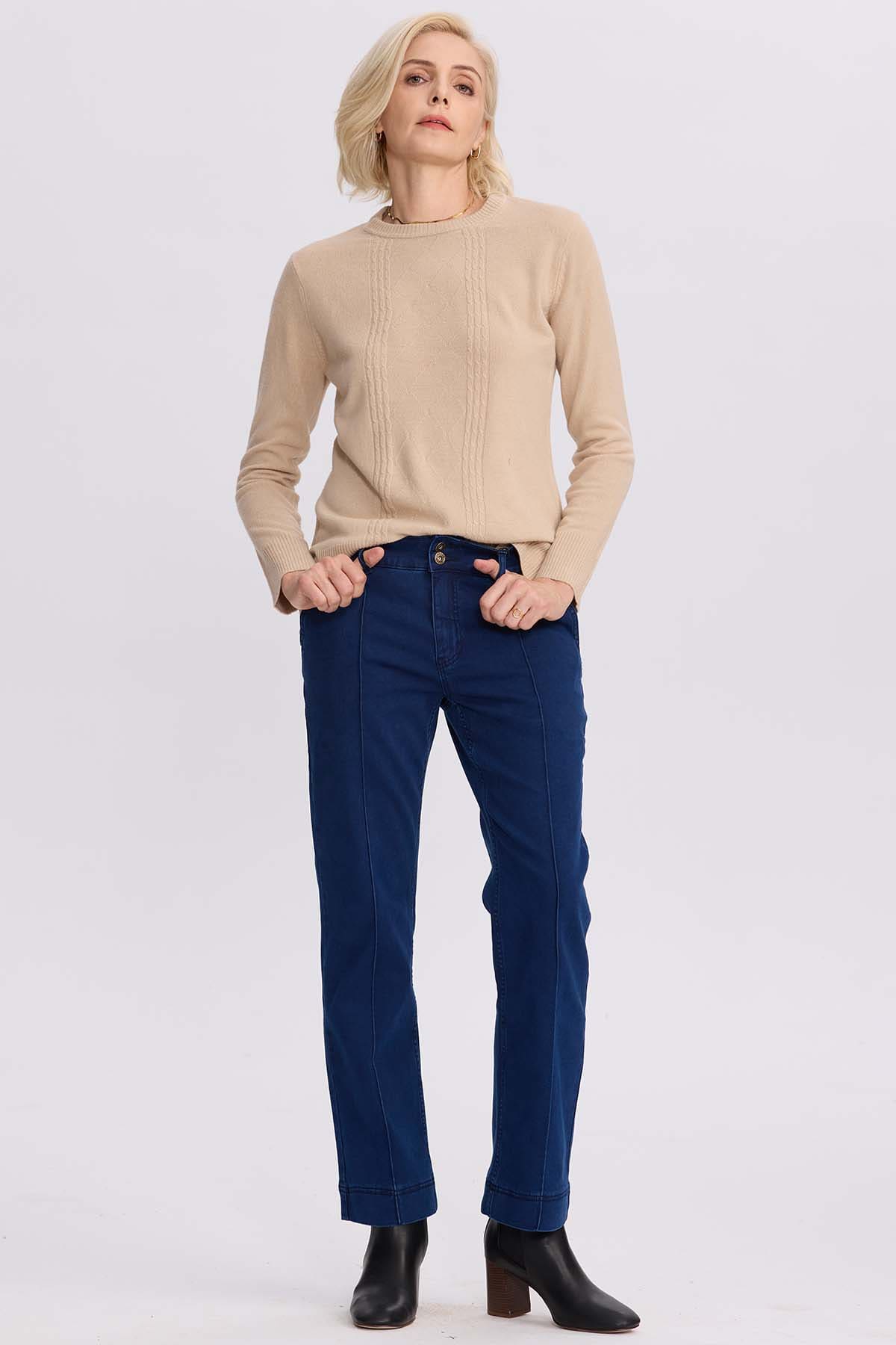 Jeans Mujer Calce Recto Tiro Alto Azul