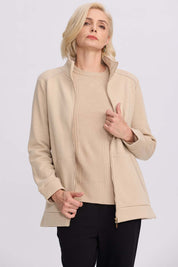 Polerón Mujer Con Cierre Beige