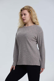 Polera Mujer Manga Larga Rib Beige