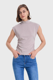 Polera Mujer Con Textura Gris