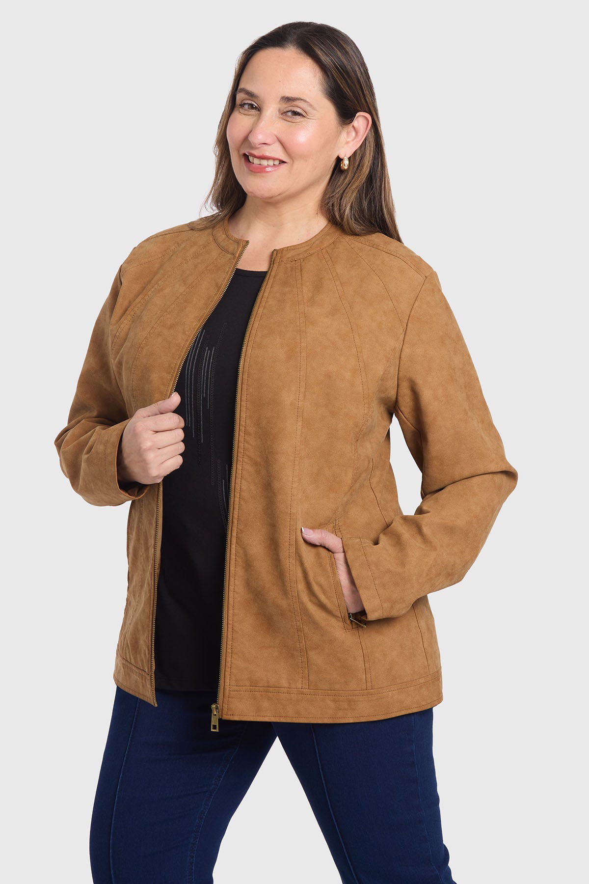 Chaqueta Mujer Gamuza Camel