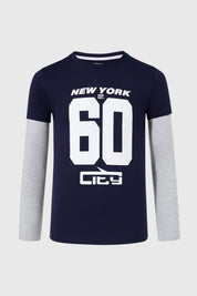 Polera Niño Doble Manga Básica Azul