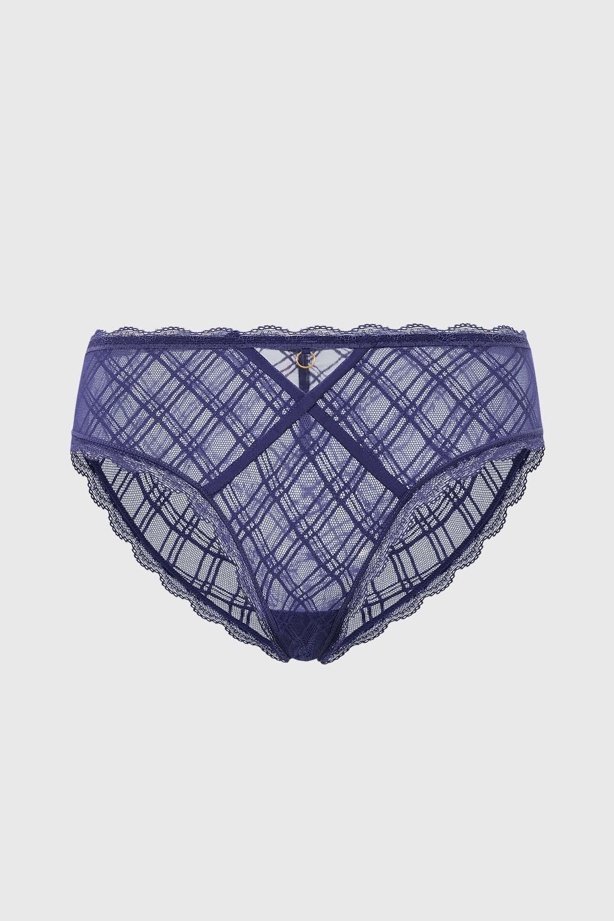 CALZÓN MUJER PANTALETA DETALLE ENCAJE AZUL OSCURO
