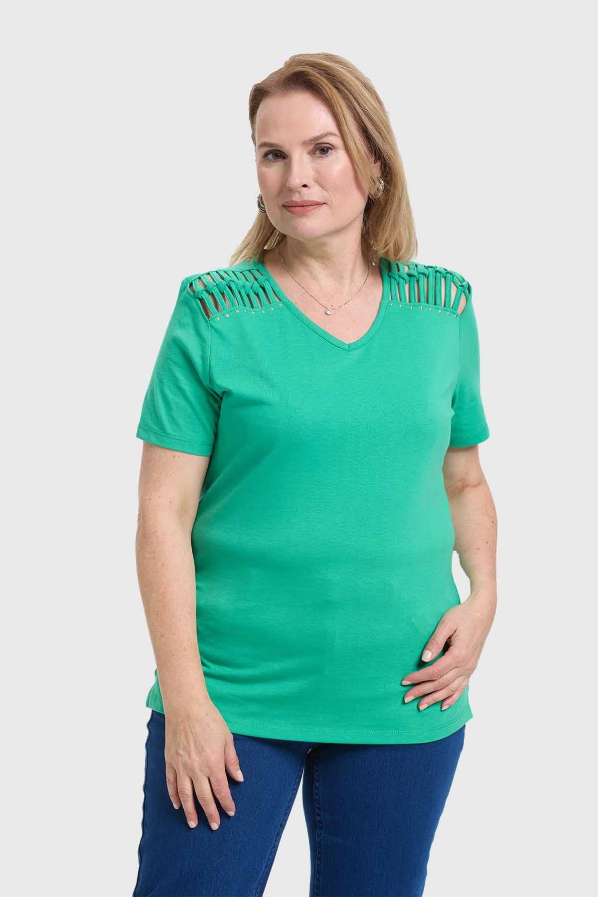 Polera Mujer Con Tachas Menta