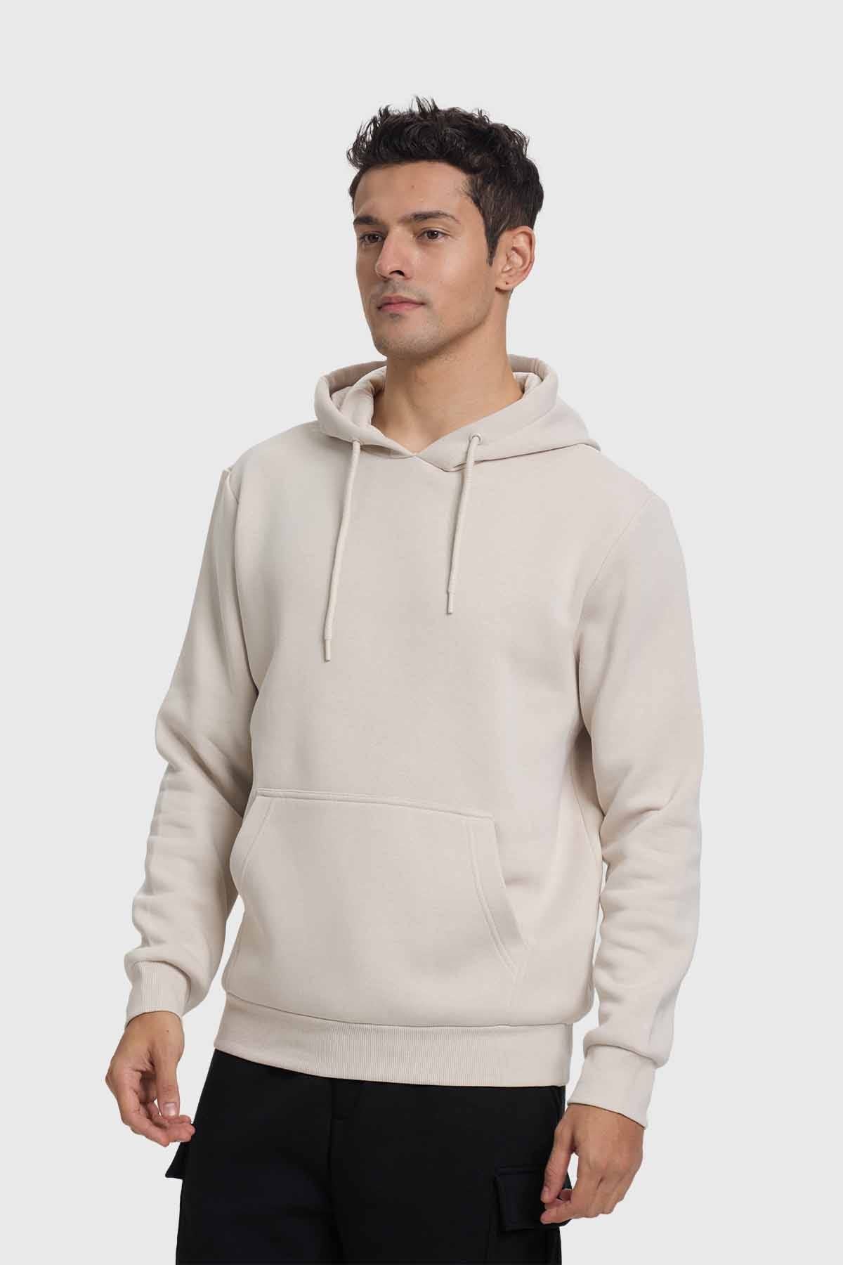 Polerón Hombre Hoodie Básico Beige