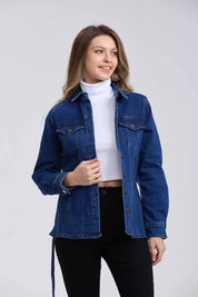 Chaqueta Mujer Denim Cinturón Azul