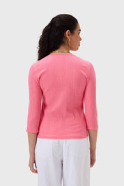 Polera Mujer Rib Terminación Rosado