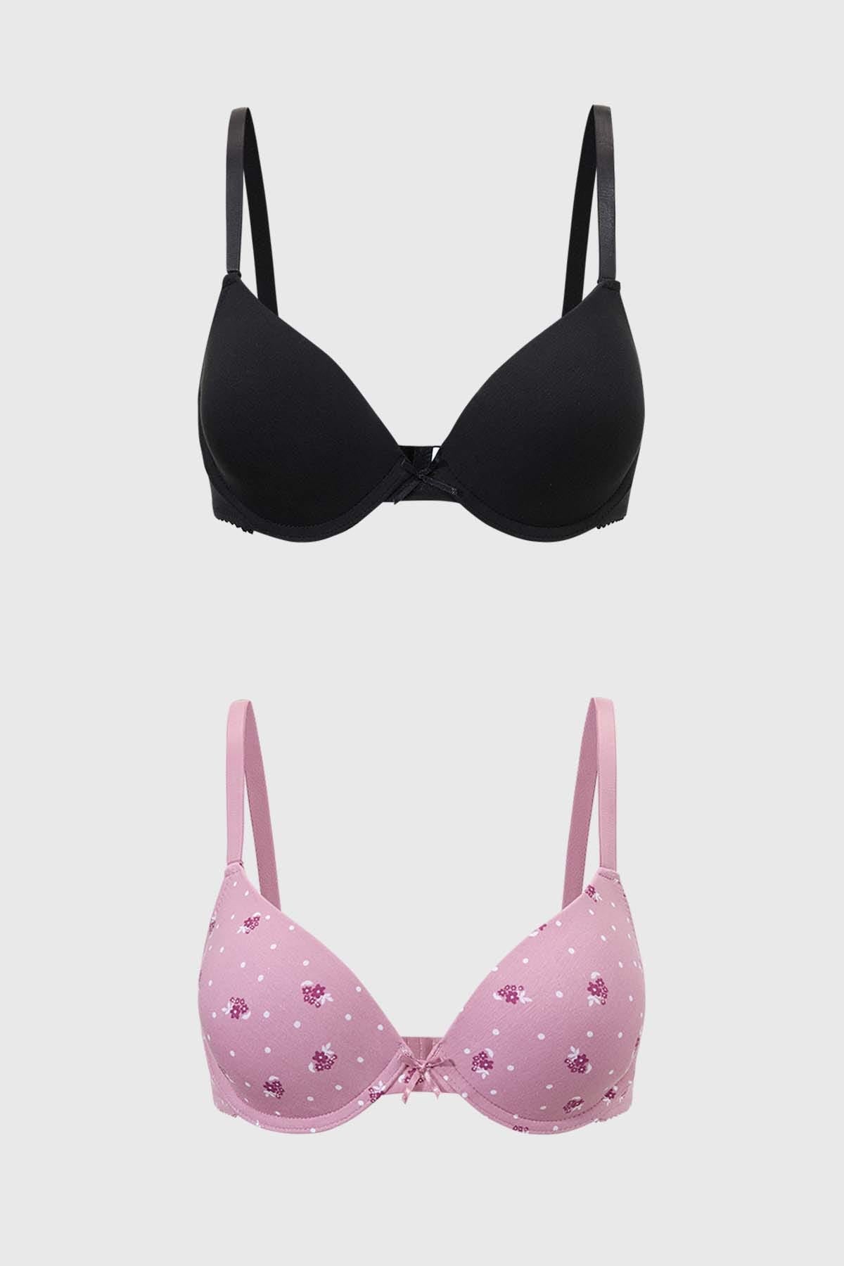 Sosten mujer algodon bipack en colores rosa y negro