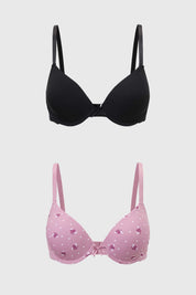 Sosten mujer algodon bipack en colores rosa y negro