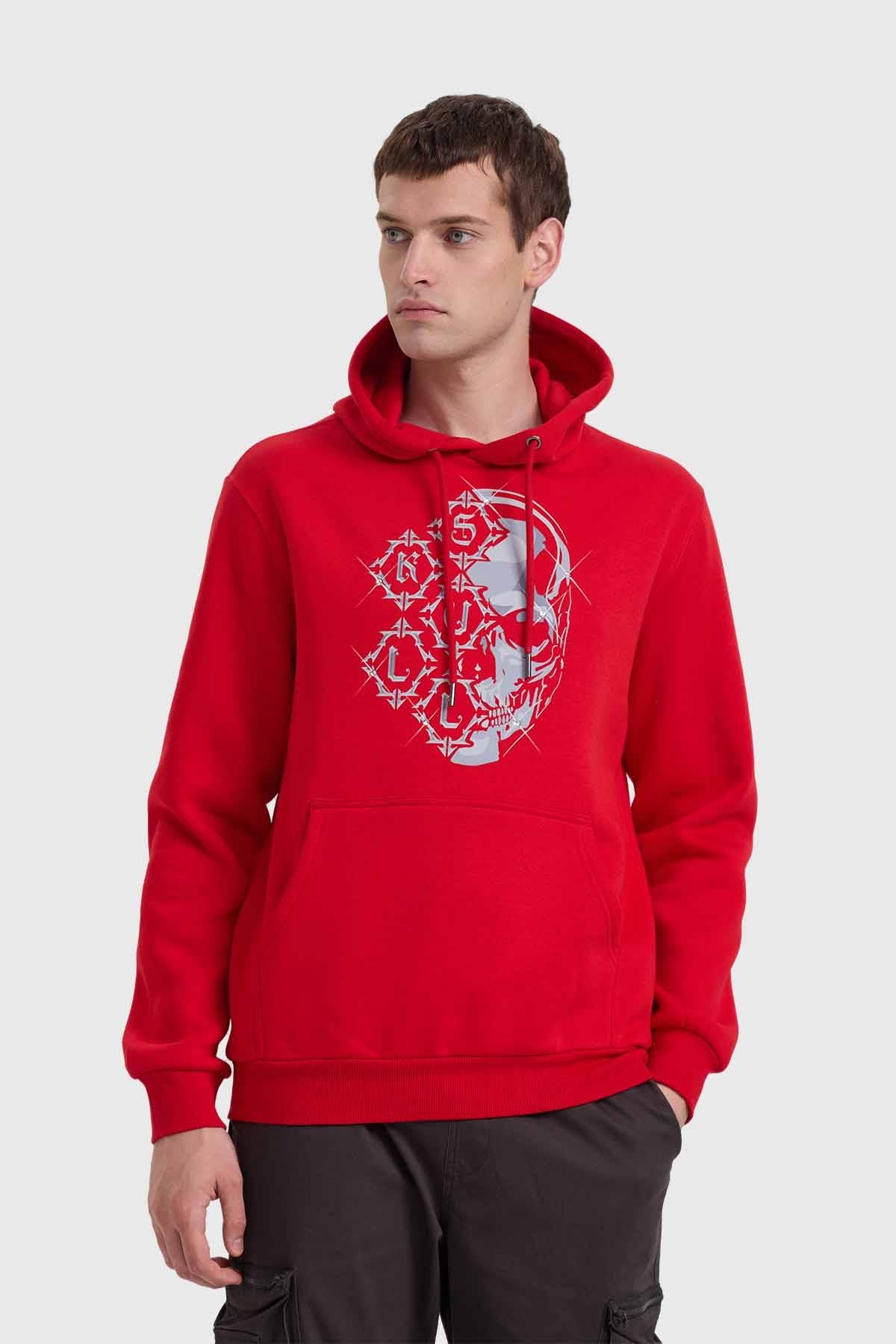 POLERÓN HOMBRE SKULL NIGHT ROJO