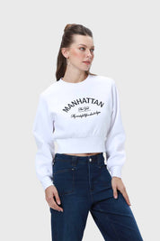 Polerón Mujer Pretina Ancha Blanco