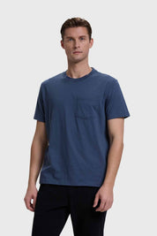 Polera Hombre Básica Con Bolsillo Azul