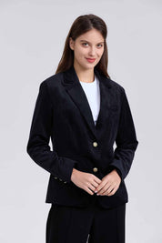 Blazer Mujer Terciopelo Con Solapa Negro