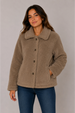 Polar Mujer Cuello Camisero Abotonado Beige