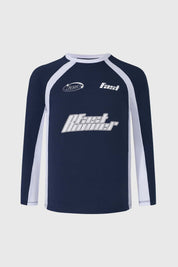 Polera Niño Racing A Contraste Azul
