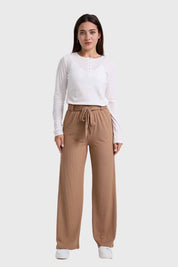 Pantalón Mujer Palazzo Pretina Elasticada Café