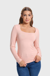Polera Mujer Escote Cuadrado Rosado