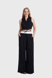 Blazer Mujer Con Tiras Negro