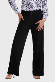 Pantalón Mujer Palazzo Con Hebilla Negro