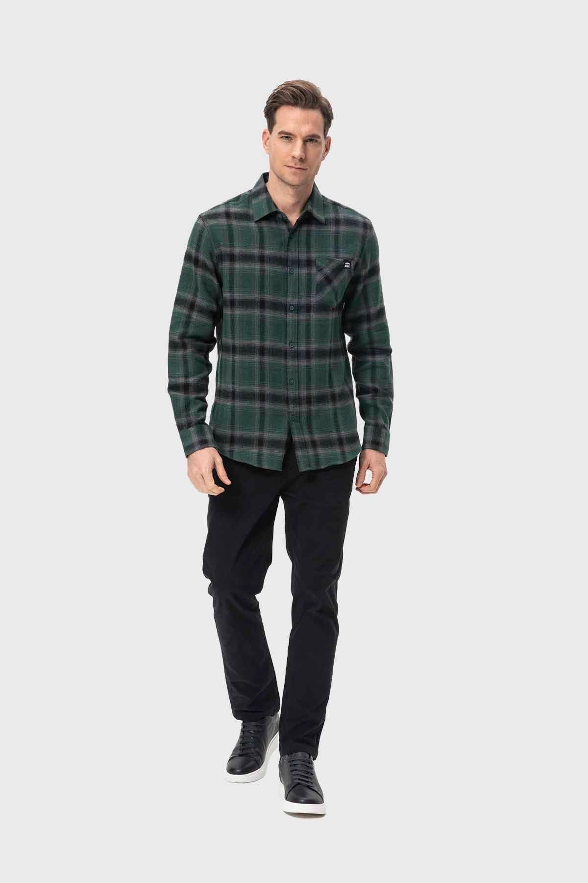 Camisa Hombre Cuadros Verde